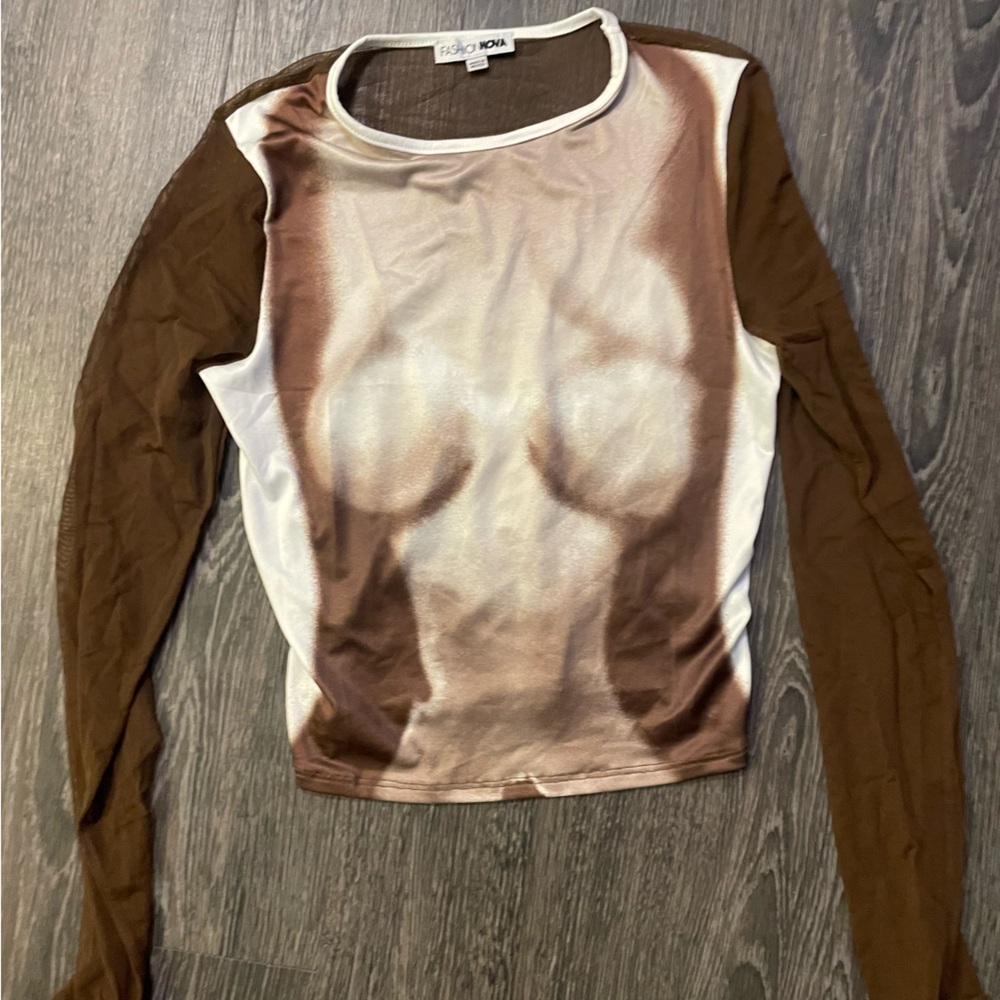 Brown Fashion Nova long sleeve. Size Medium